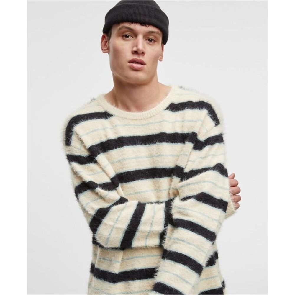 Mode Of One Mens Eyelash Stripe Pullover Sweater, NWT